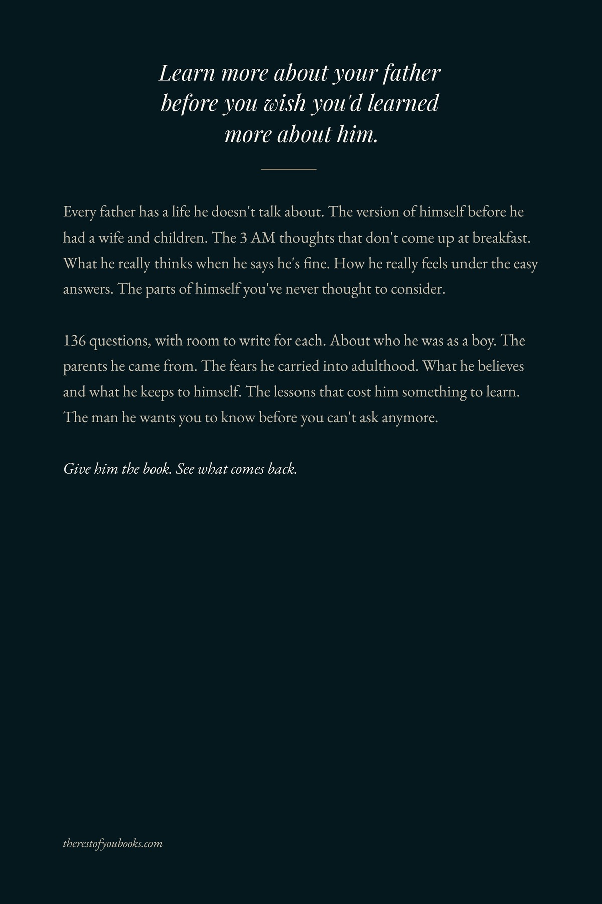 Dad, The Rest of You — back cover with description